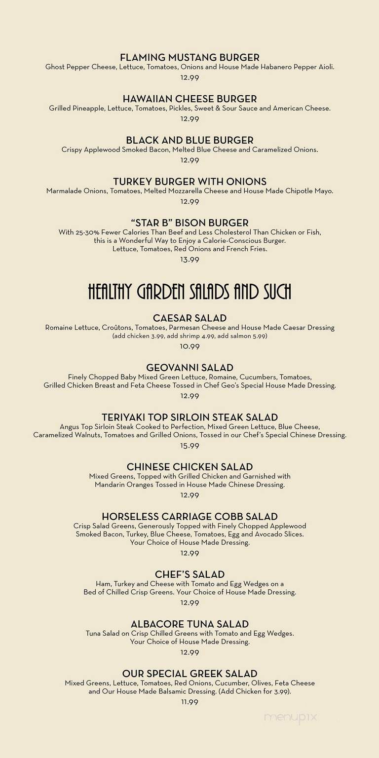 Horseless Carriage - Sepulveda, CA menu_pic