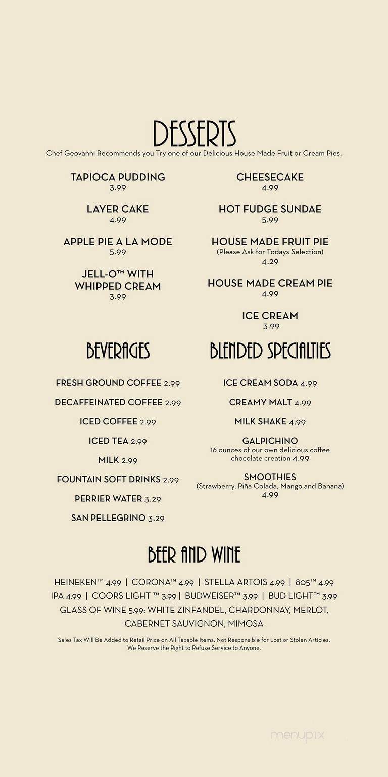 Horseless Carriage - Sepulveda, CA menu_pic