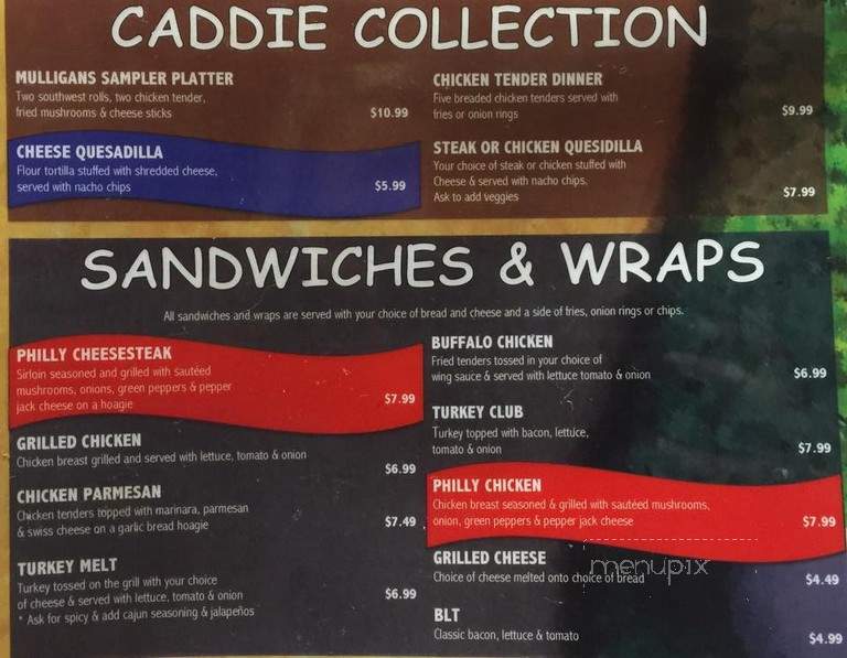 Mulligans - Valdosta, GA menu_pic