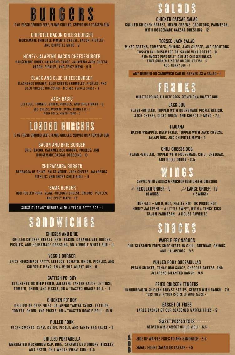 Jackalope - Austin, TX menu_pic