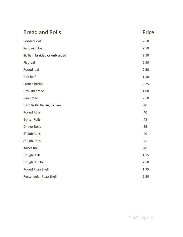 Lyncourt Bakery - Syracuse, NY menu_pic