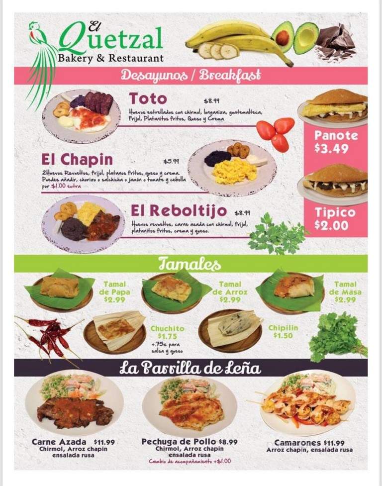 El Quetzal Bakery - Los Angeles, CA menu_pic