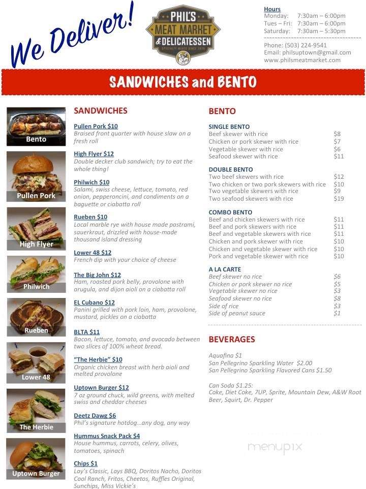 Phil's Meat Market - Portland, OR menu_pic