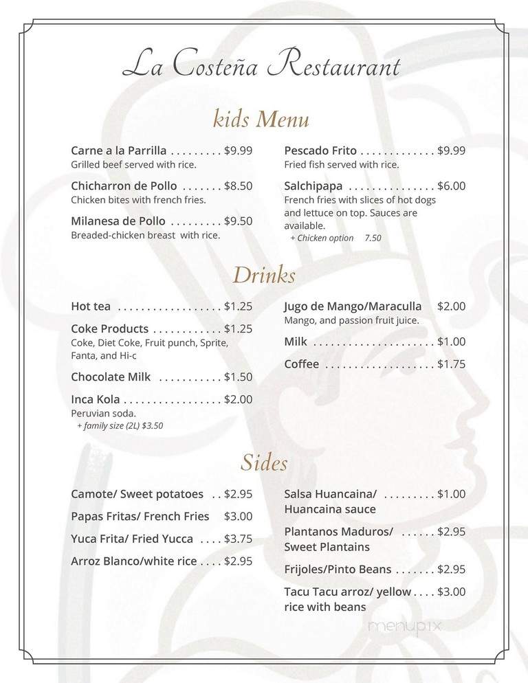 La Costena Restaurant Authentic Peruvian Cuisine - Lancaster, PA menu_pic