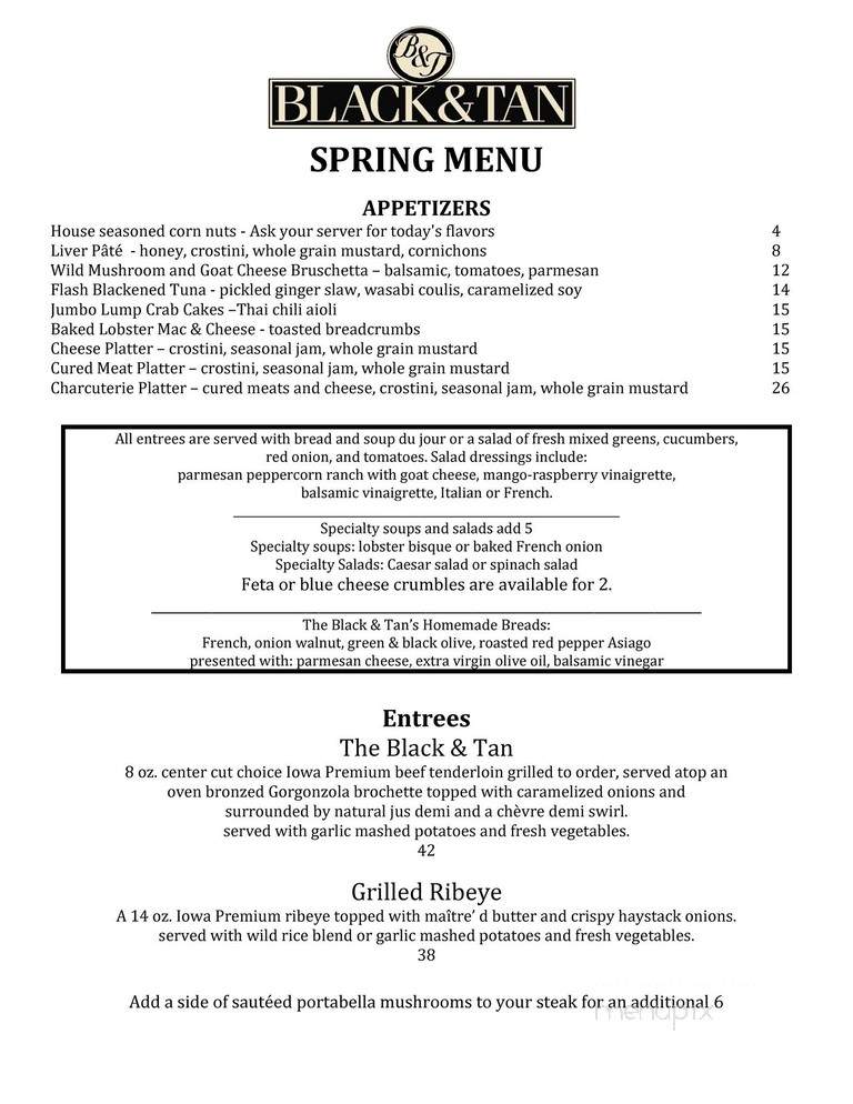 Black & Tan Grille - Green Bay, WI menu_pic