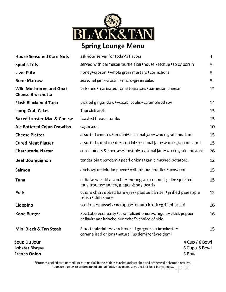 Black & Tan Grille - Green Bay, WI menu_pic