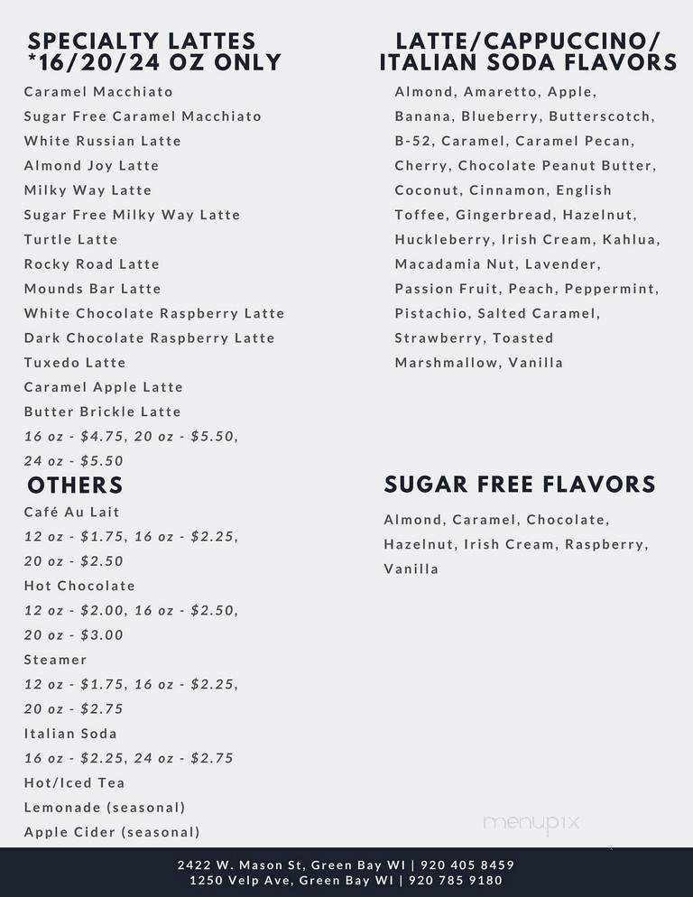 La Java a Roasting House - Green Bay, WI menu_pic
