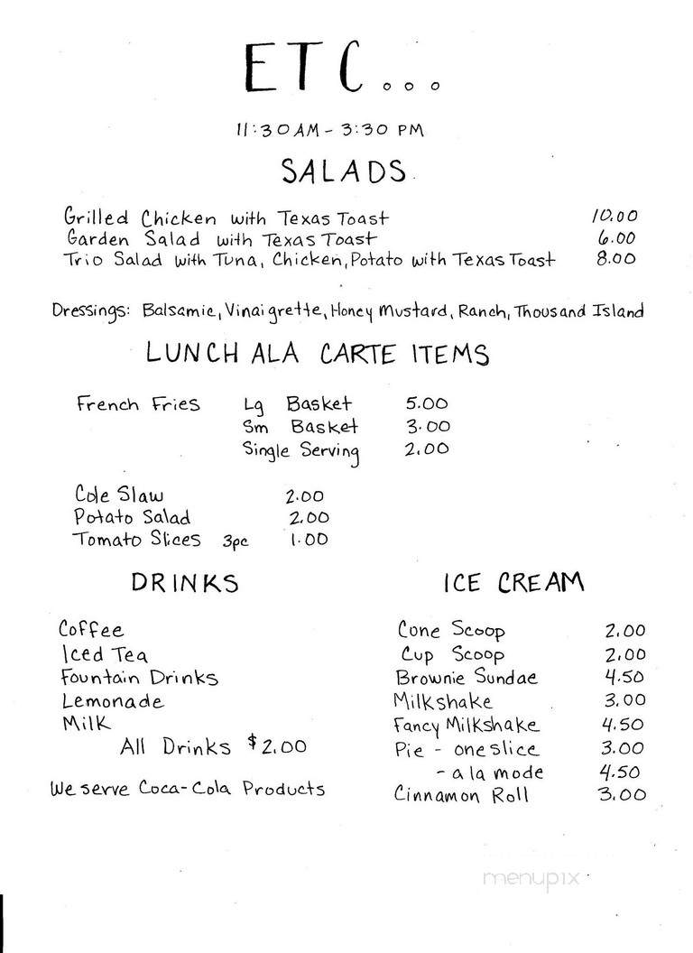 Batesville General Store - Clarkesville, GA menu_pic