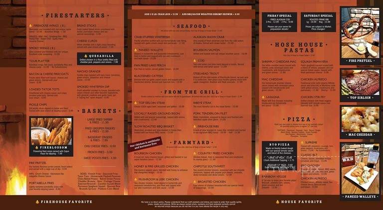 Firehouse Restaurant & Lounge - St Helen, MI menu_pic