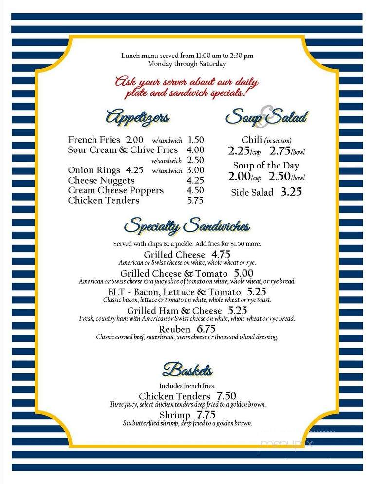 Bark River Yacht Club - Dousman, WI menu_pic