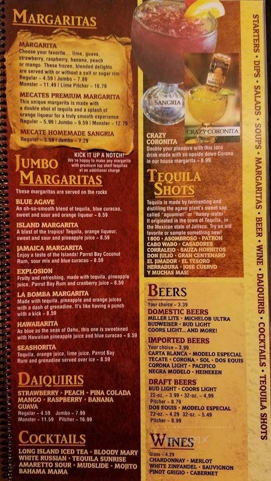 Mecates Mexican Restaurant - Huntington, IN menu_pic