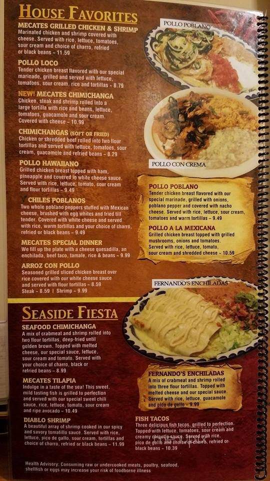 Mecates Mexican Restaurant - Huntington, IN menu_pic