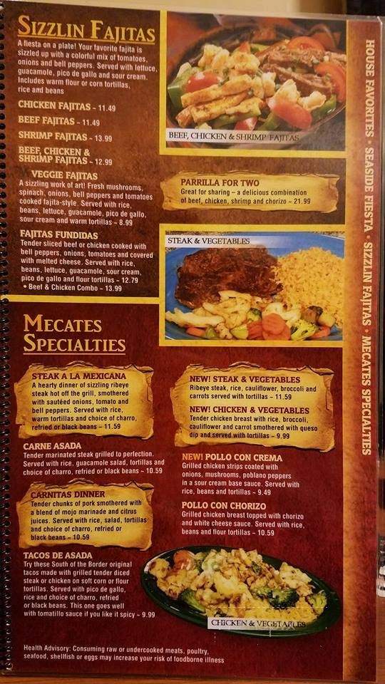Mecates Mexican Restaurant - Huntington, IN menu_pic