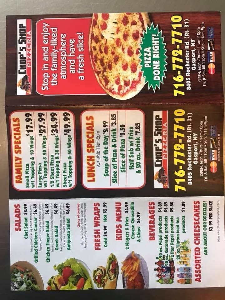 Chop's Shop Pizzeria - Gasport, NY menu_pic