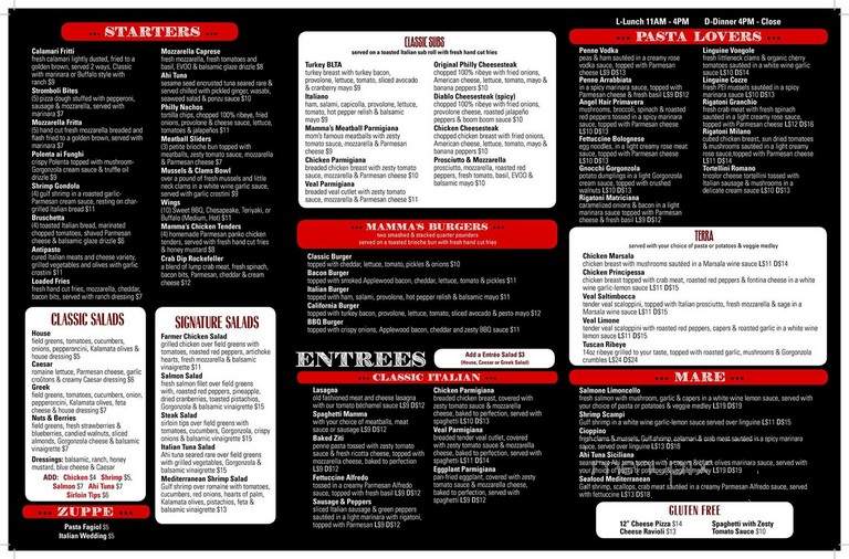 Mamma Mia's Restaurant & Carry Out - Baltimore, MD menu_pic
