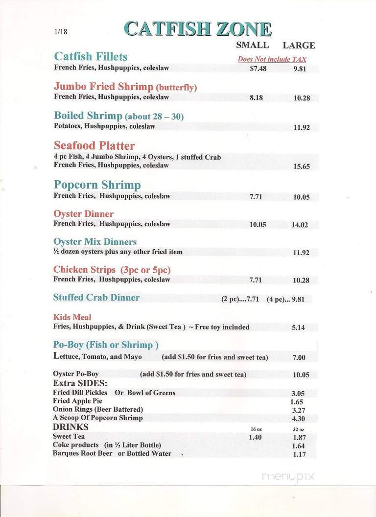 Catfish Zone of Columbia - Columbia, MS menu_pic