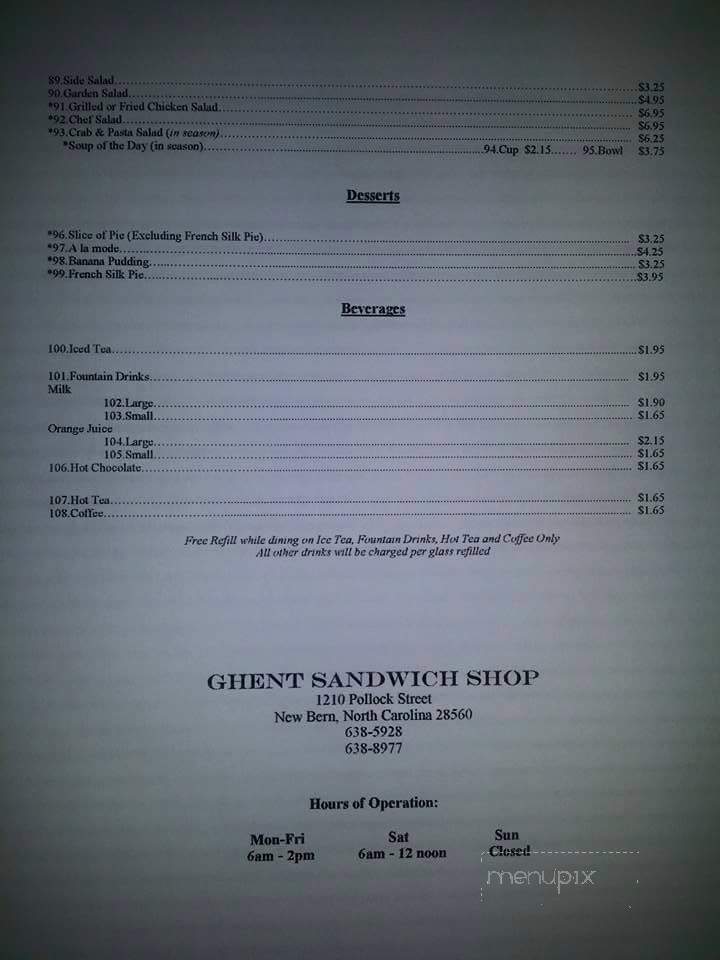 Ghent Sandwich Shop - New Bern, NC