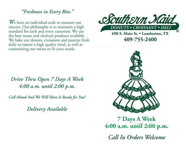 Southern Maid Donut Shop - Lumberton, TX menu_pic