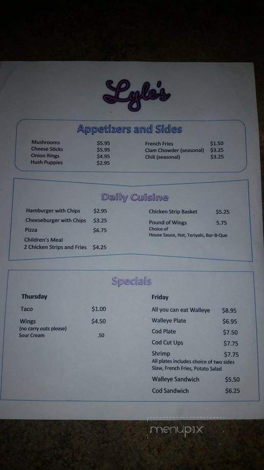 Lyle's Tavern - Maryville, IL menu_pic
