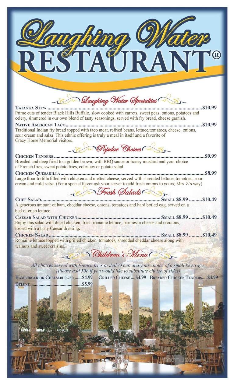 Laughing Water Restaurant - Custer, SD menu_pic