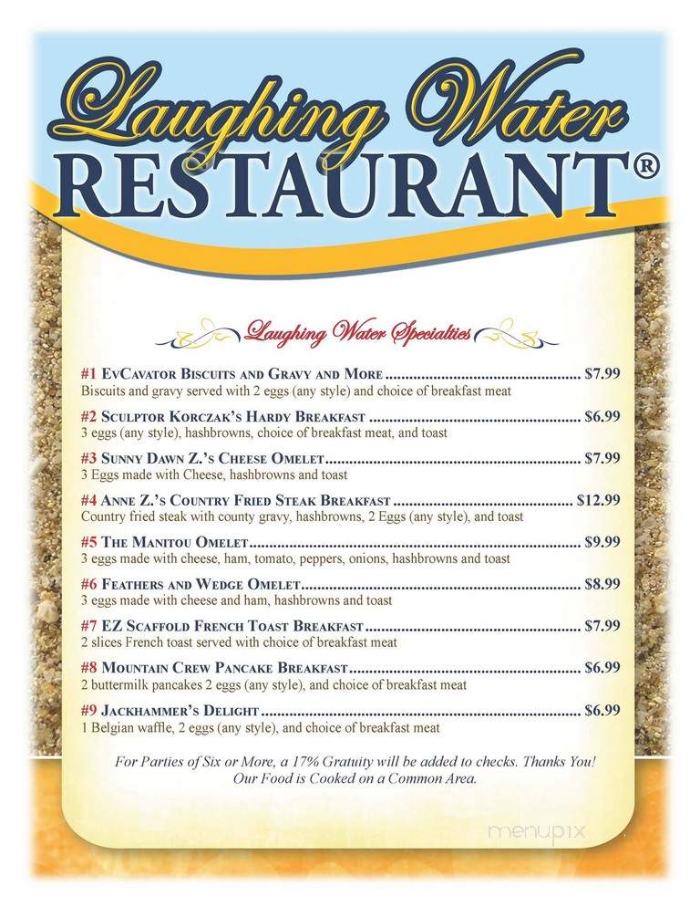 Laughing Water Restaurant - Custer, SD menu_pic