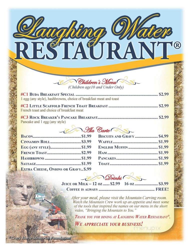 Laughing Water Restaurant - Custer, SD menu_pic