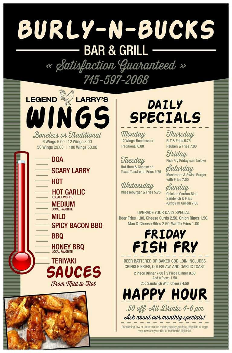 Burly & Bucks - Osseo, WI menu_pic