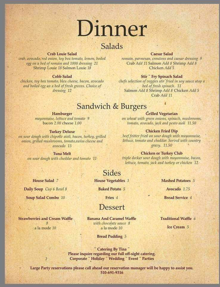 Tina's Place - El Sobrante, CA menu_pic