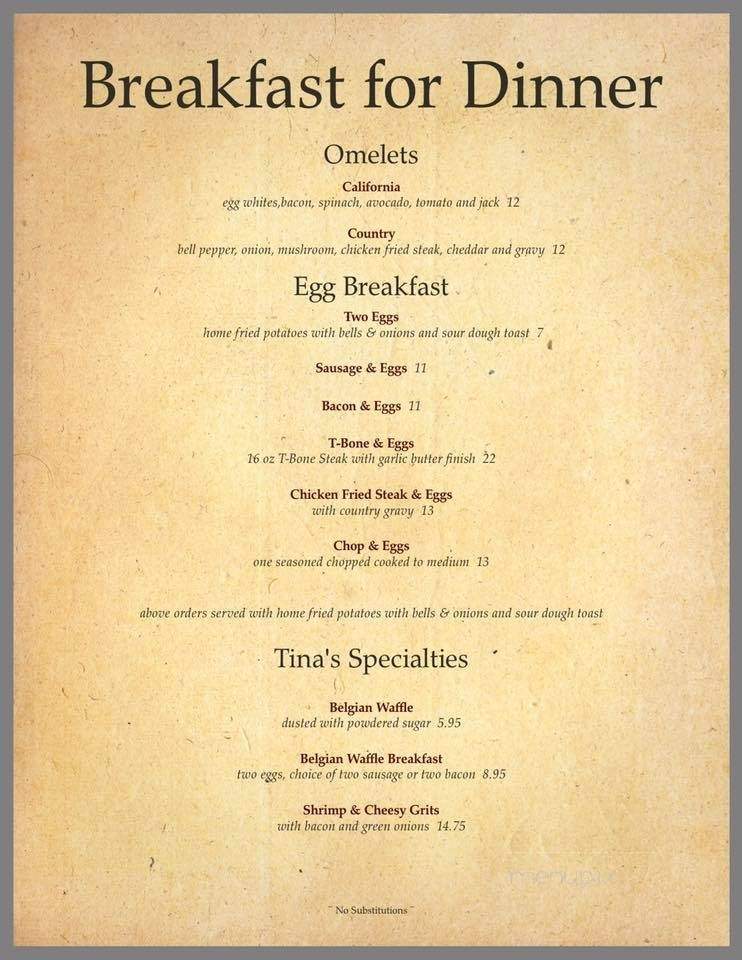 Tina's Place - El Sobrante, CA menu_pic