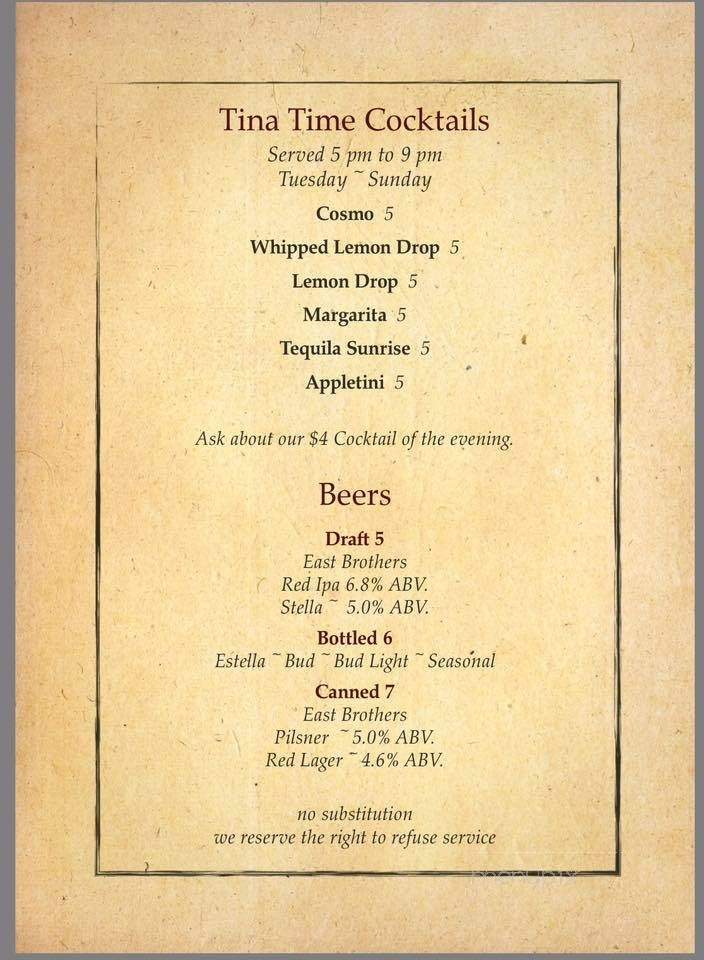 Tina's Place - El Sobrante, CA menu_pic
