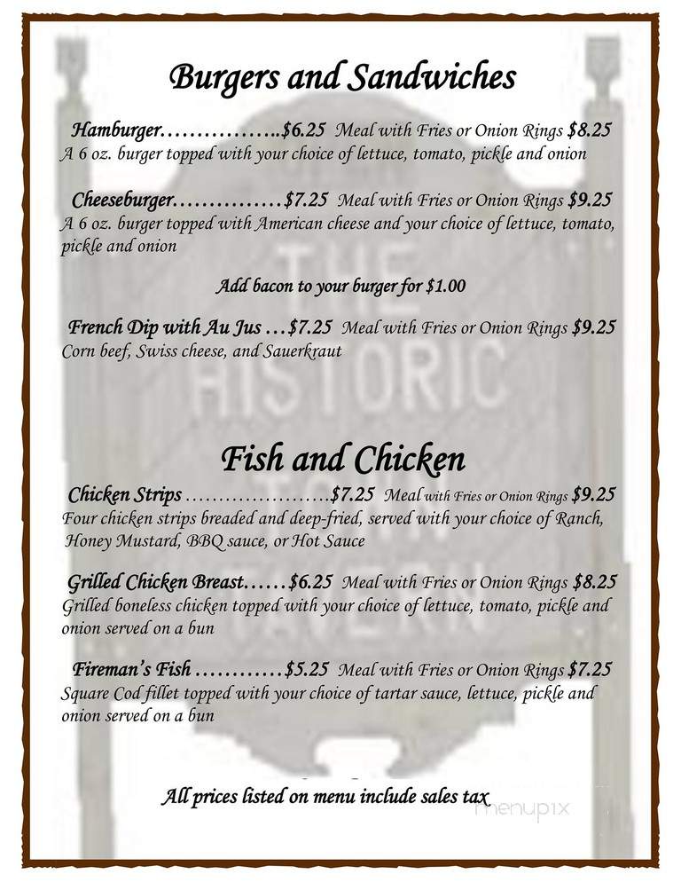 Town Tavern - Bourbon, MO menu_pic