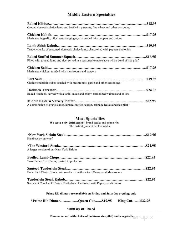 Wexford House Incorporated - Worcester, MA menu_pic