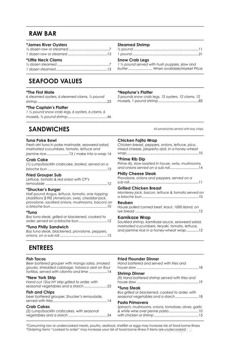 CP Shuckers Cafe & Raw Bar - Virginia Beach, VA menu_pic