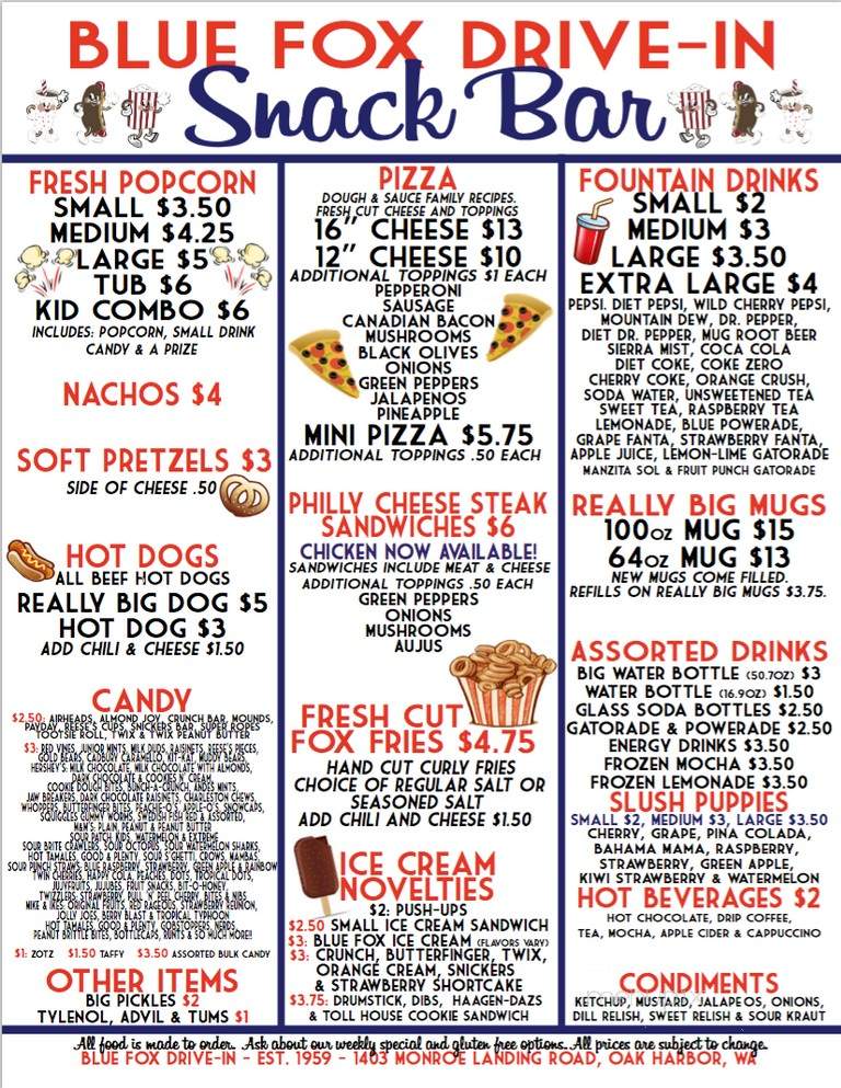 Blue Fox Drive-In Snack Bar - Oak Harbor, WA menu_pic