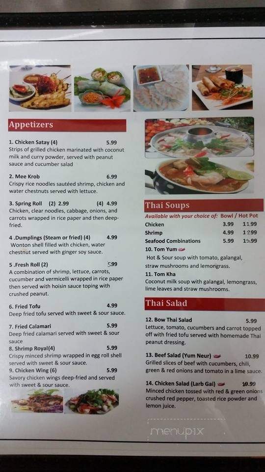 Bow Thai Kitchen - Hartsville, SC menu_pic