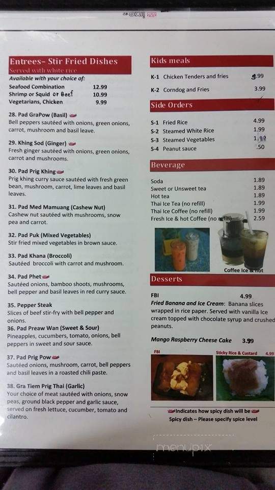 Bow Thai Kitchen - Hartsville, SC menu_pic