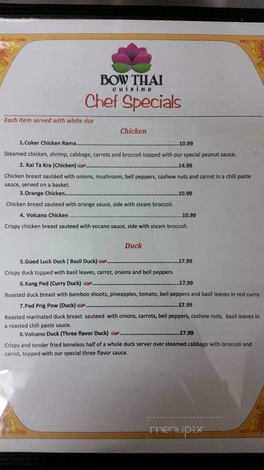 Bow Thai Kitchen - Hartsville, SC menu_pic