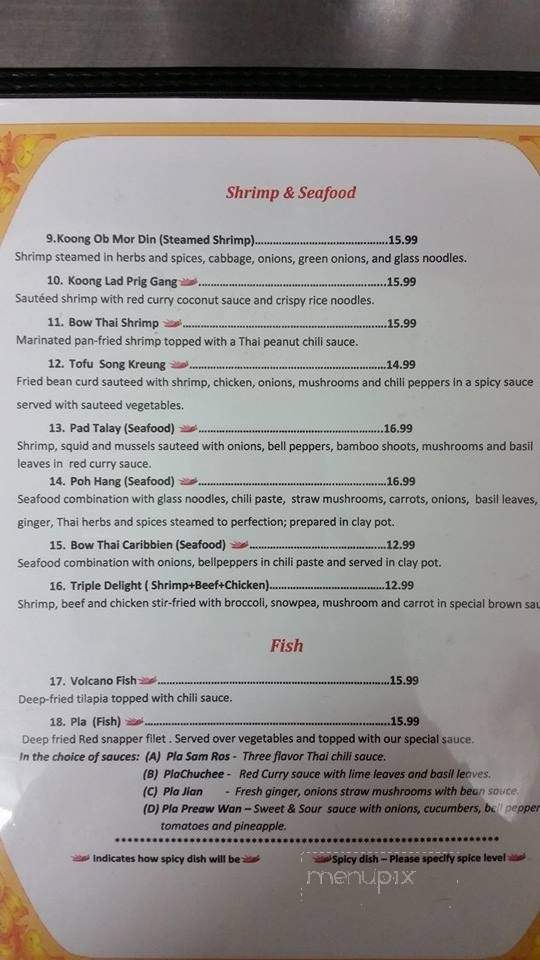 Bow Thai Kitchen - Hartsville, SC menu_pic