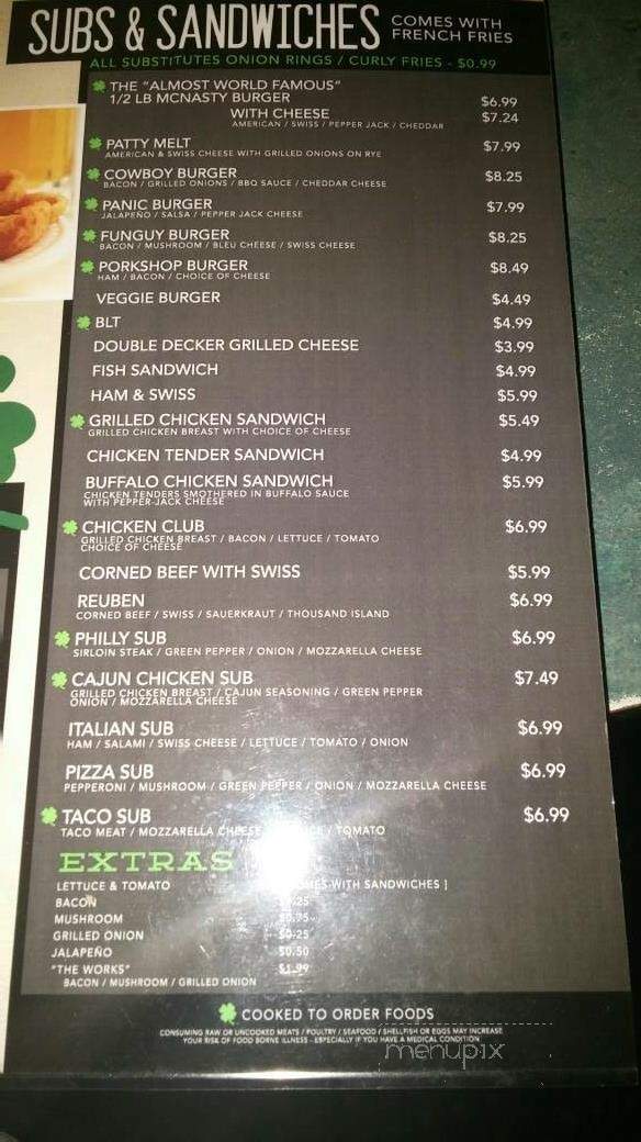 J.W.McNasty's saloon - New Boston, MI menu_pic