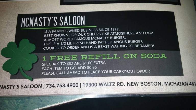 J.W.McNasty's saloon - New Boston, MI