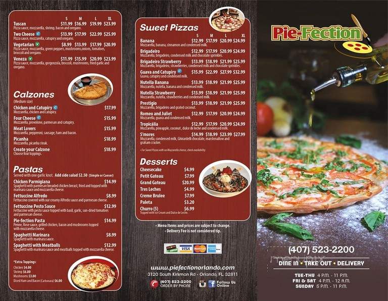 Pie-Fection - Orlando, FL menu_pic