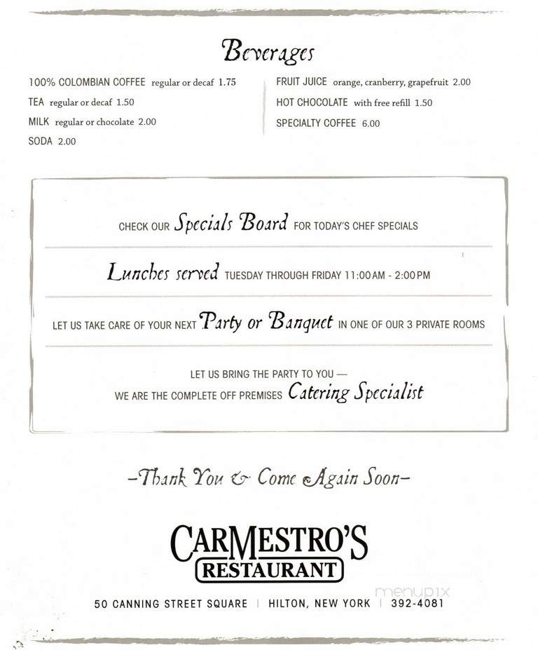 Carmestro's Restaurant & Ctrng - Hilton, NY