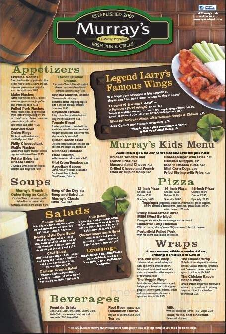 Murray's Irish Pub and Grille - Menominee, MI menu_pic