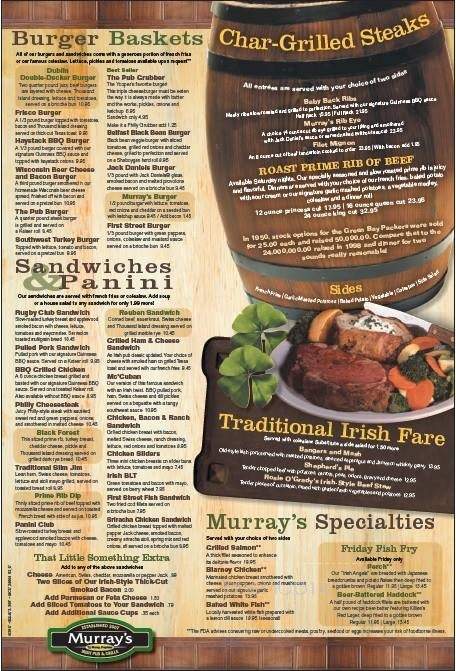 Murray's Irish Pub and Grille - Menominee, MI menu_pic