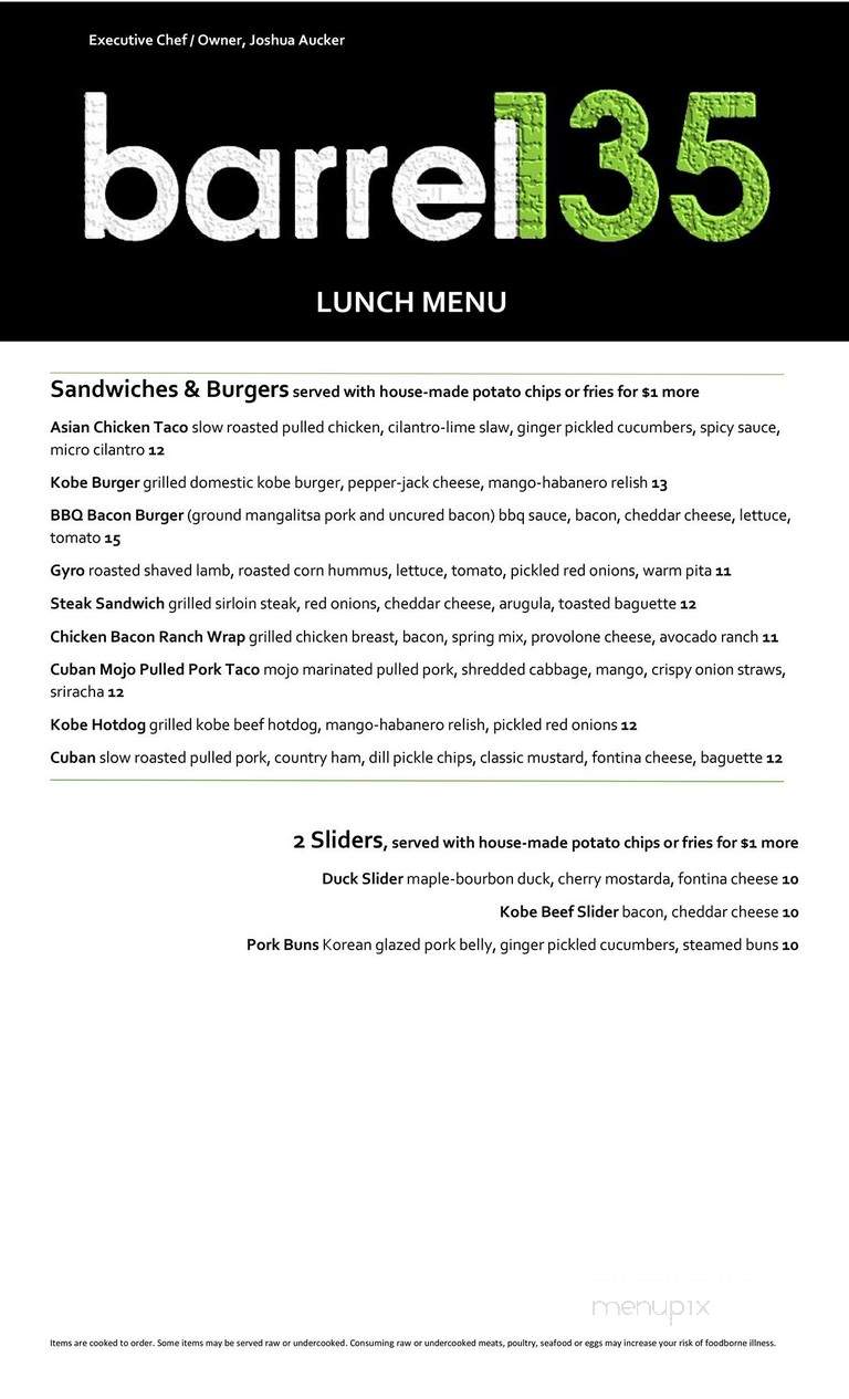 Barrel 135 - Williamsport, PA menu_pic