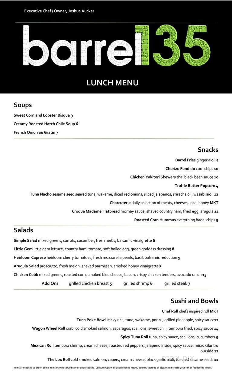 Barrel 135 - Williamsport, PA menu_pic