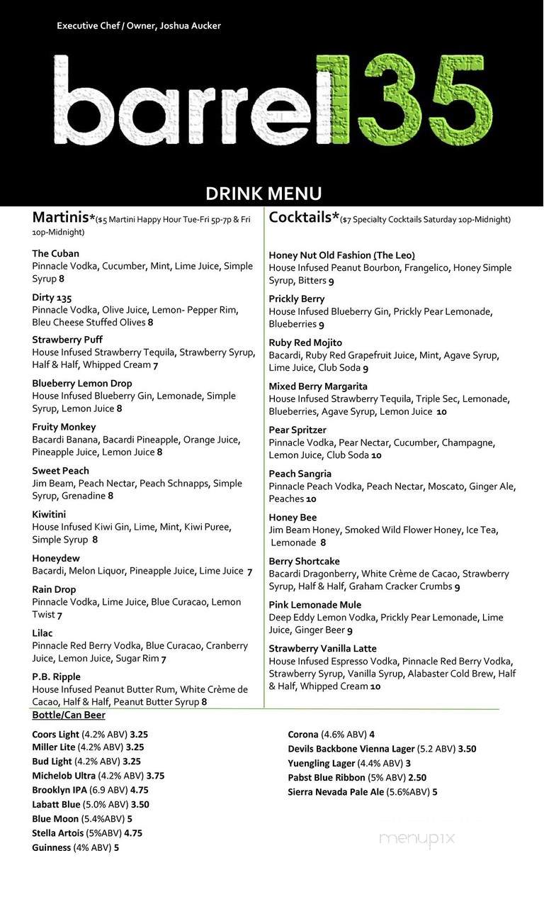 Barrel 135 - Williamsport, PA menu_pic