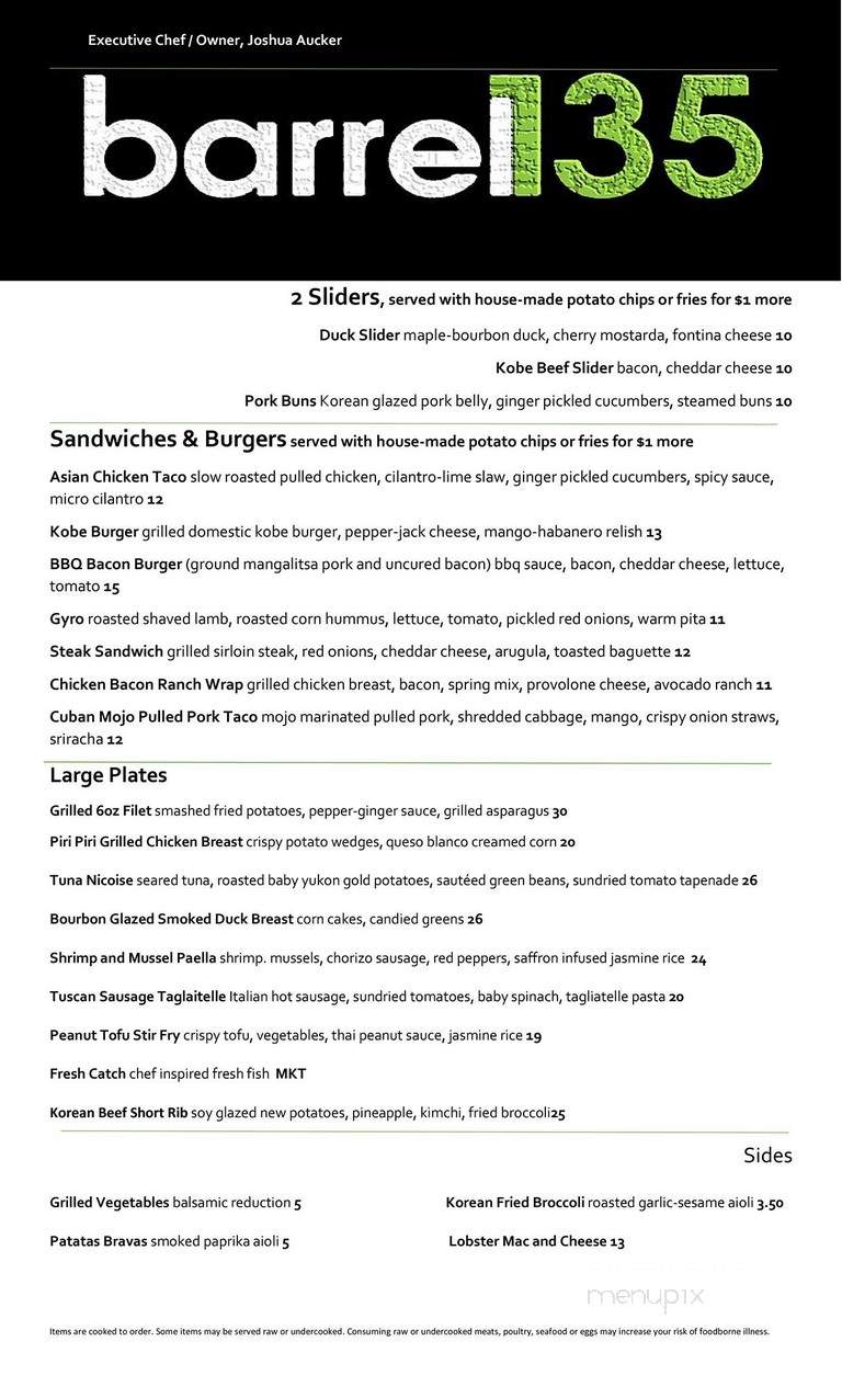 Barrel 135 - Williamsport, PA menu_pic