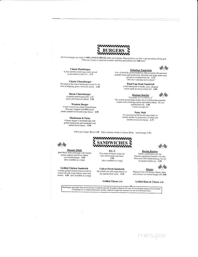 Final Lap - Kiel, WI menu_pic