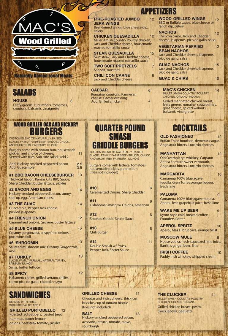 Mac's American Food & Drink - Chicago, IL menu_pic